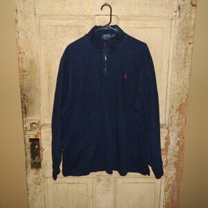 Polo Ralph Lauren Estate Rib 1/4 Zip Blue Pony Mens Pullover Top XL (D-26)